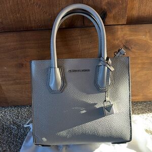 Michael Kors Gray Satchel Bag with Structured Design